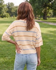 Relaxed Striped Crewneck Short-Sleeve Knit Pullover