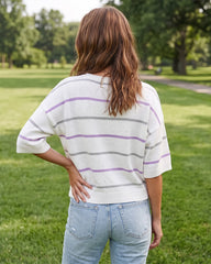 Relaxed Striped Crewneck Short-Sleeve Knit Pullover