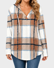 Relaxed V-Neck High-Low Tunic Hoodie