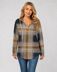 Relaxed V-Neck High-Low Tunic Hoodie