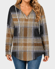 Relaxed V-Neck High-Low Tunic Hoodie