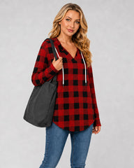 Relaxed V-Neck High-Low Tunic Hoodie