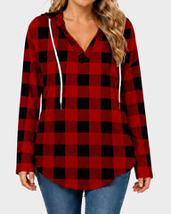 Relaxed V-Neck High-Low Tunic Hoodie