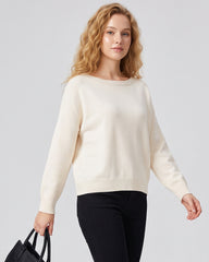 Relaxed Wide Scoop-Neck Drop-Shoulder Knit Sweater