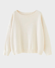 Relaxed Wide Scoop-Neck Drop-Shoulder Knit Sweater
