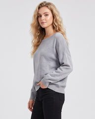 Relaxed Wide Scoop-Neck Drop-Shoulder Knit Sweater