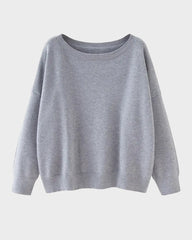 Relaxed Wide Scoop-Neck Drop-Shoulder Knit Sweater
