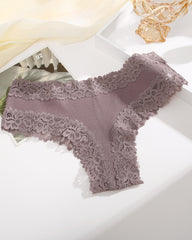 Ribbed Cotton Lace Mid-Rise Panty (9 pack)