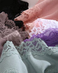 Ribbed Cotton Lace Mid-Rise Panty (9 pack)
