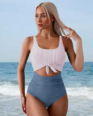 Ruched Tie-Knot Tummy Control One-Piece Swimsuit