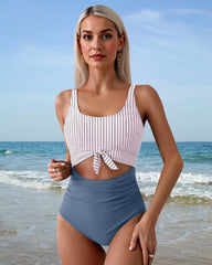 Ruched Tie-Knot Tummy Control One-Piece Swimsuit