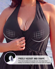 SculptSkin™ AirLift Halter V-Neck Swim Romper