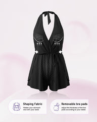 SculptSkin™ AirLift Halter V-Neck Swim Romper