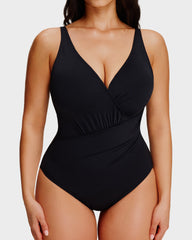 Sculpt Ease Ruched V-Neck One-Piece Swimsuit