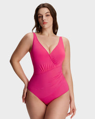 Sculpt Ease Ruched V-Neck One-Piece Swimsuit
