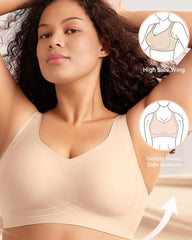 Seamless Full Coverage Wireless Push-Up Bra with Wide Straps
