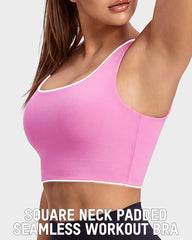 Seamless Square-Neck Longline Sports Bra with Y-Back
