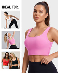 Seamless Square-Neck Longline Sports Bra with Y-Back