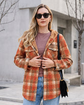 Sherpa-Lined Plaid Hooded Shacket