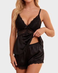 Silky Lace Flowy Cami & Shorts Set