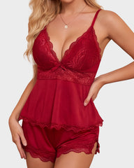 Silky Lace Flowy Cami & Shorts Set