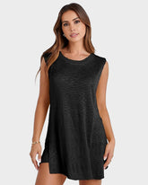 Sleeveless Knit Lounge Set with Side-Split Tank & Shorts