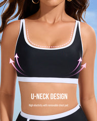 Sporty Color Block Side Slit Skirted Bikini Set