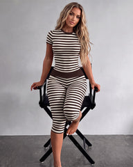 Striped Crop Top & Capri Leggings Set