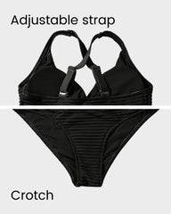 Textured Knot-Front High-Waisted Bikini Set