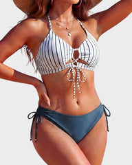Tie-Front Push-Up Halter Bikini Set