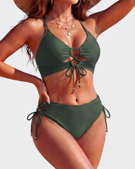 Tie-Front Push-Up Halter Bikini Set