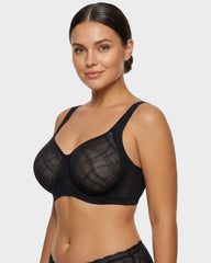 Ultra-Lightweight Full Coverage Cup Jacquard Mesh Comfort Bra