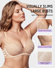 Unlined Lace Underwire Minimizer Bra