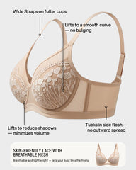 Unlined Lace Underwire Minimizer Bra