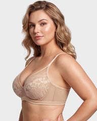 Unlined Lace Underwire Minimizer Bra