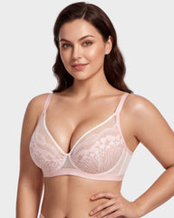 Unlined Lace Underwire Minimizer Bra