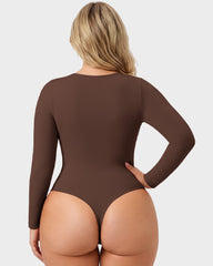 V-Neck Long-Sleeve Seamless Shaping Bodysuit