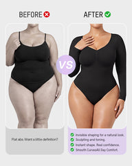 V-Neck Long-Sleeve Seamless Shaping Bodysuit