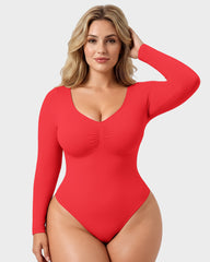 V-Neck Long-Sleeve Seamless Shaping Bodysuit