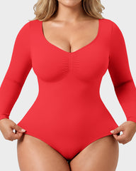 V-Neck Long-Sleeve Seamless Shaping Bodysuit