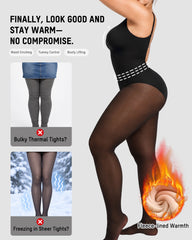 V-Neck Shaping Bodysuit with Fleece-Lined Tights