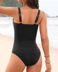V-Wire Ruched Tummy Control One-Piece Swimsuit