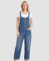 Vintage Button-Front Denim Bib Overalls