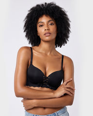 Wireless Front Lace-Up Push-Up Bra