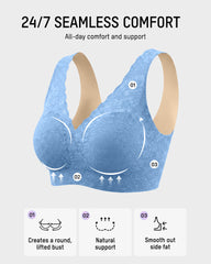 Wireless Lace Cami Bra with Built-In Cups & Seamless Minimizer Fit