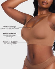 Wireless V-Neck Back & Side Smoothing Bra