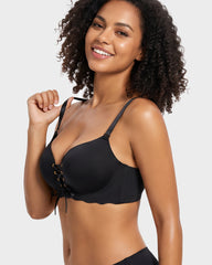 Wireless Front Lace-Up Push-Up Bra