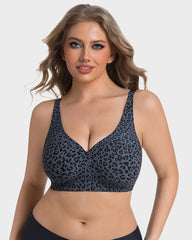 Wireless Leopard V-Neck Contour Bra
