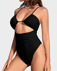 Women's One Piece Flattering Cheeky High Cut Out Cute Swimsuit