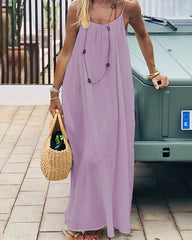 Women's Solid Color Backless Cami Dress